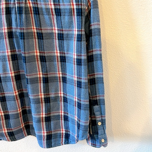 MADEWELL, Long-Sleeve Straight-Hem Button-Up, Blue Plaid, Flannel, Women's MED - Picture 8 of 10